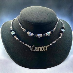 ♋️ Cancer zodiac necklaces .Set of 2 necklaces . zodiac sign & rhinestones